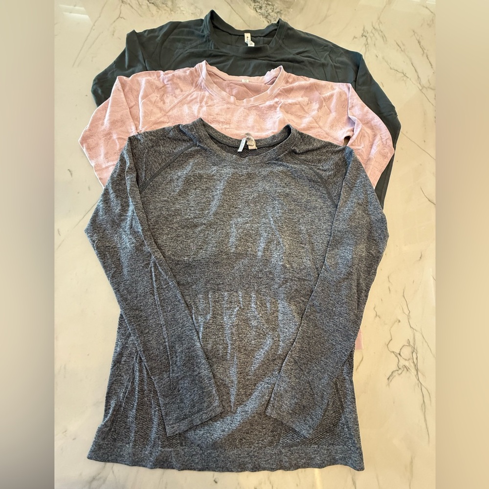 Set of Three Long Sleeve Shirts - Gray, Pink, Green
